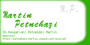 martin petnehazi business card